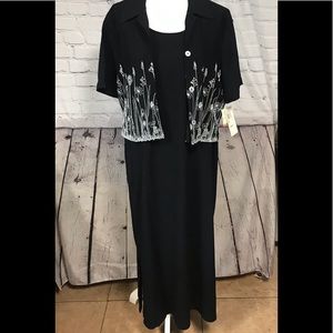 NWT Notations Maxi Dress W/Floral Print Jacket Lg